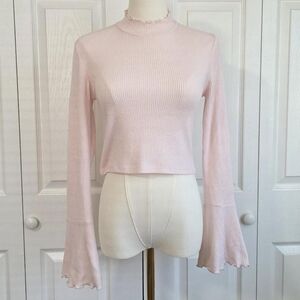 ♡ Pink Ribbed Bell Sleeve Top ♡